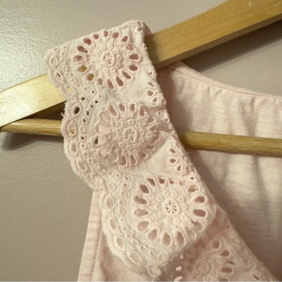 Talbots Eyelet Ruffle Collar Sleeveless Top Pink Women Size XL - Picture 6 of 7
